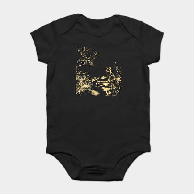 Alone in the Dark Forest - Neo Folk Fox Design Baby Bodysuit by TuncGK